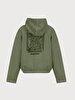 Long Sleeve With Hood Waist Elastic Green Sweatshirt