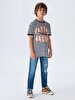Short Sleeved Li̇ned Mix T-shirt