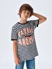 Short Sleeved Li̇ned Mix T-shirt