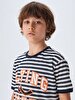 Short Sleeved Li̇ned Mix T-shirt