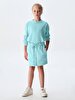 Waist Elastic Basic Buttoned Blue Skirt
