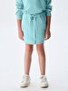 Waist Elastic Basic Buttoned Blue Skirt