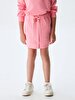 Waist Elastic Basic Buttoned Pink Skirt