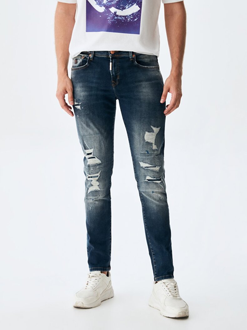 Diego Low Waist Ripped Skinny Jeans Trousers