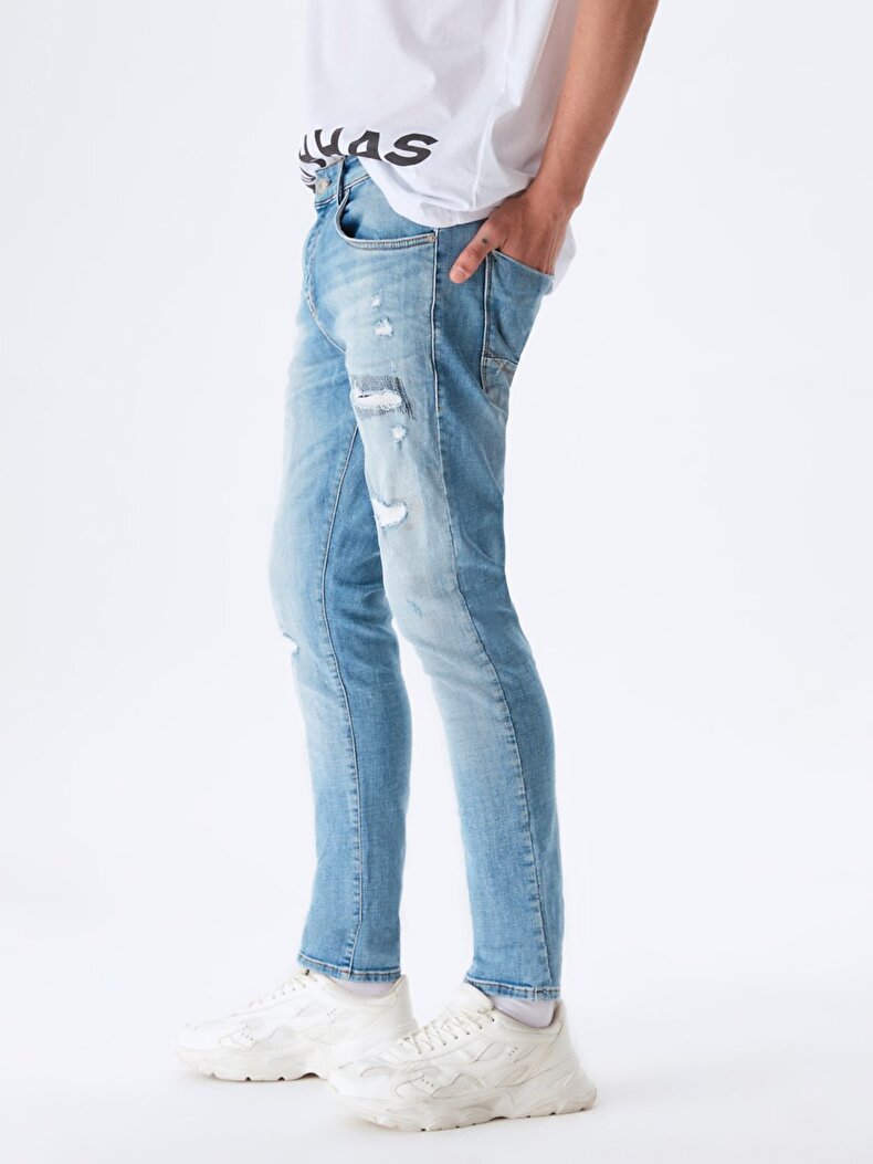 Joshua Low Waist Ripped Slim Jeans Trousers