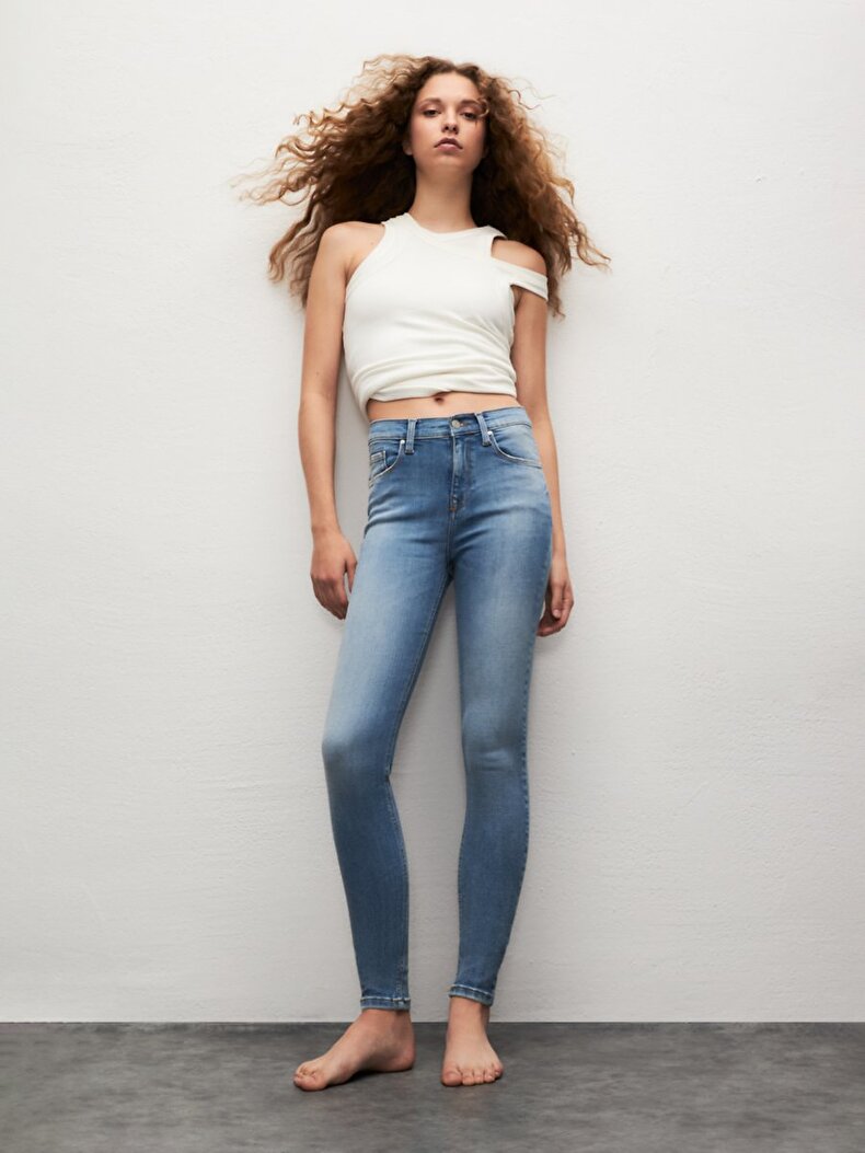 Tanya X Dar Paça Orta Bel Jean Trousers