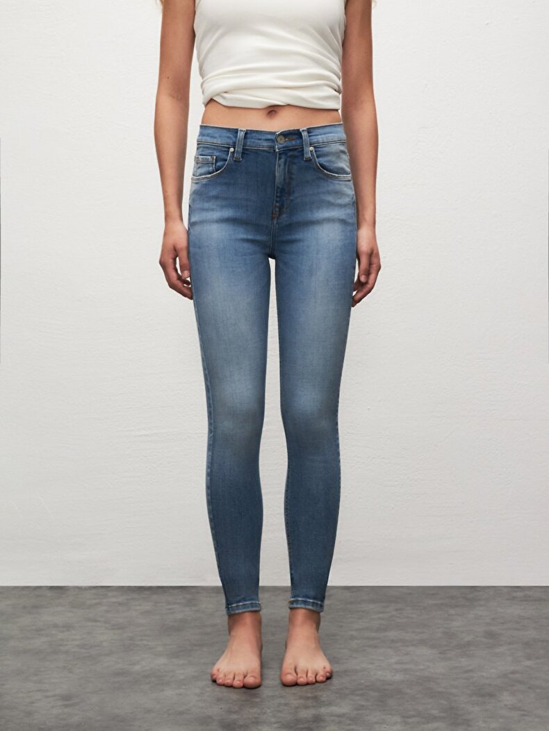 Tanya X Dar Paça Orta Bel Jean Trousers