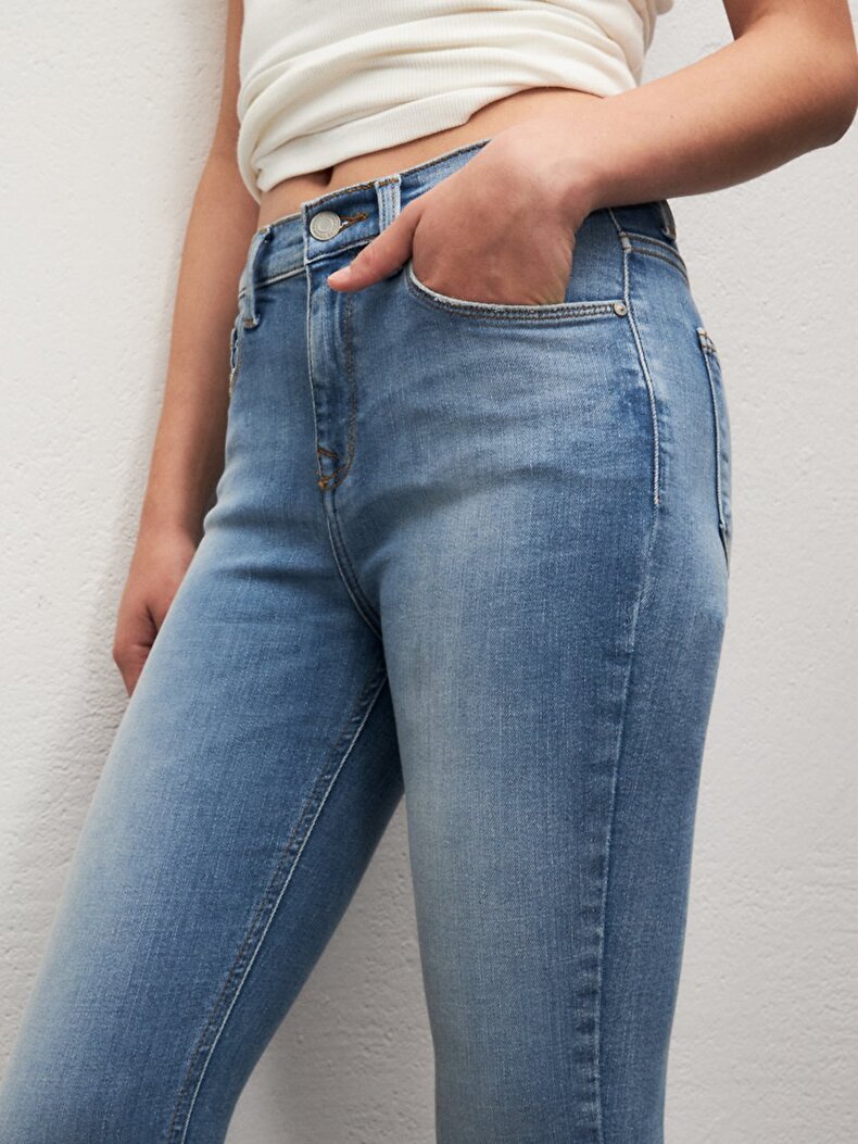 Tanya X Dar Paça Orta Bel Jean Trousers