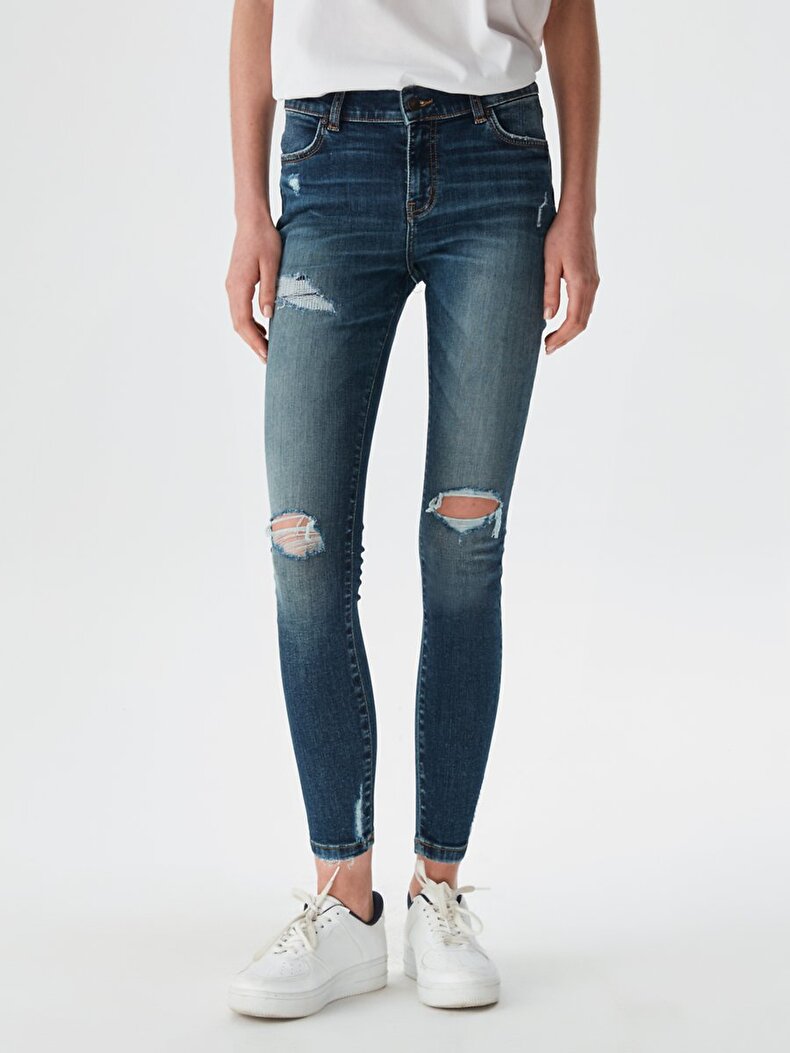 Lonia Mid Rise Orta Bel Jean Trousers