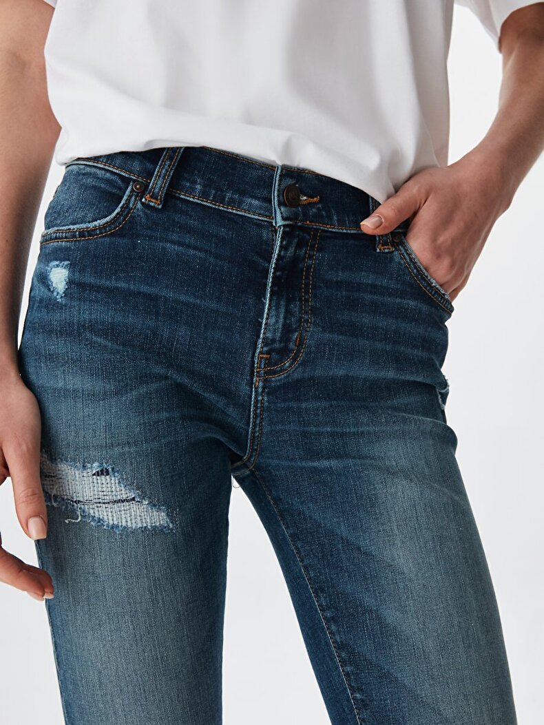 Lonia Mid Rise Orta Bel Jean Trousers