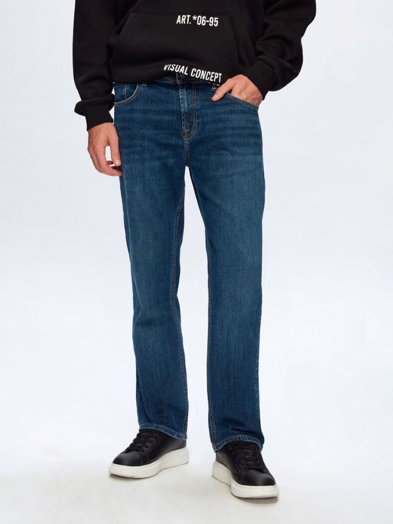Paul X Düz Paça Orta Bel Jean Trousers