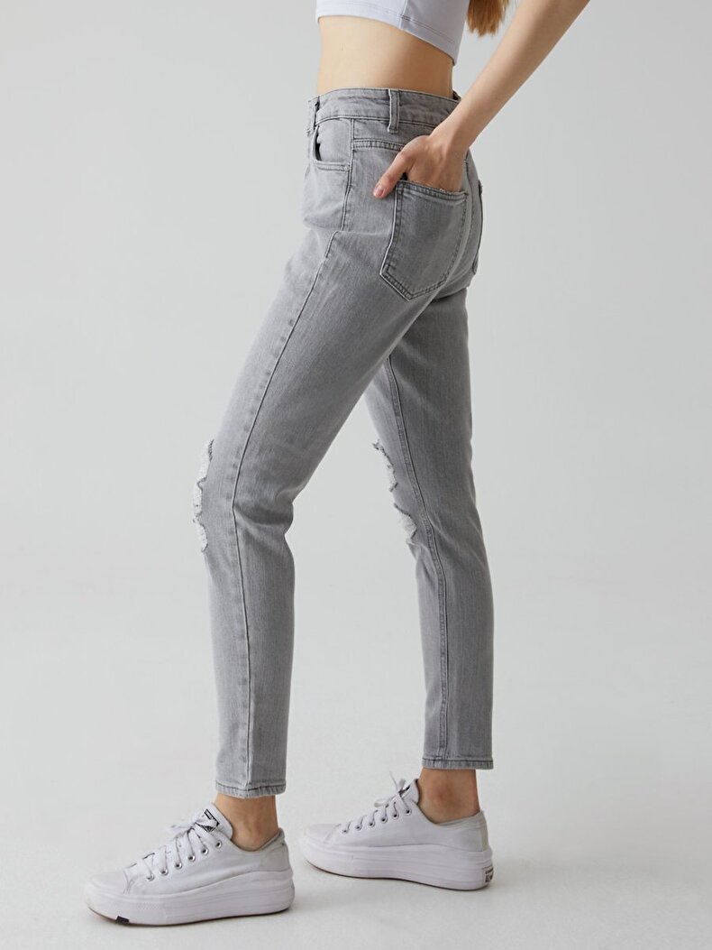 Lavina High Waist Ripped Mom Jeans Trousers