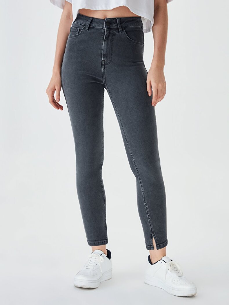 Bernita High Waist Split Skinny Jeans Trousers