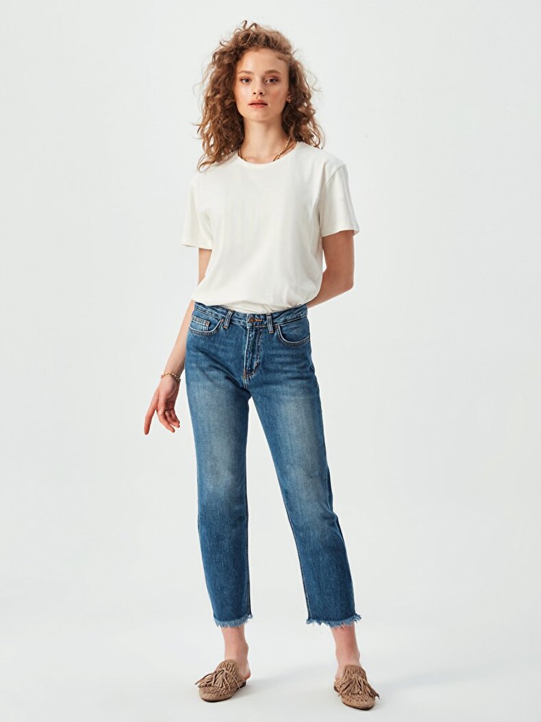 Pia High Waist Straight Cut Jeans Trousers