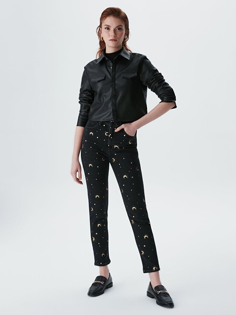 Dores High Waist Slim Mom Jeans Trousers