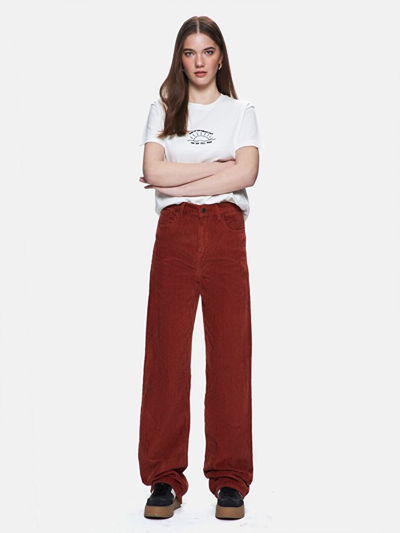 Vionne Geni̇ş Paça Yüksek Bel Trousers