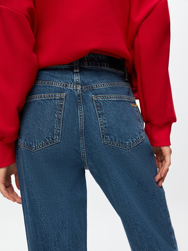 Danıca Geniş Paça Yüksek Bel Jean Pantolon