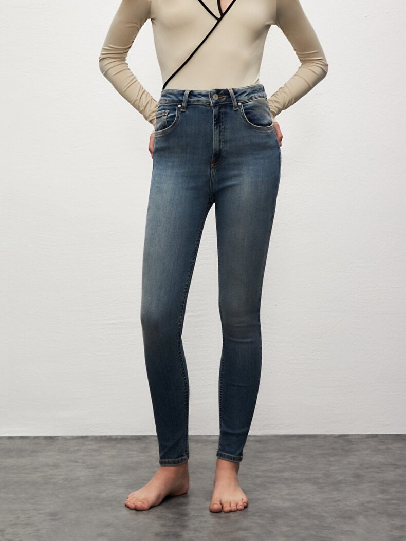 Marcella X Dar Paça Yüksek Bel Jean Pantolon