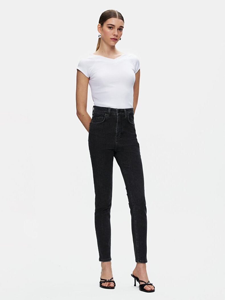 Marcella X Dar Paça Yüksek Bel Jean Trousers