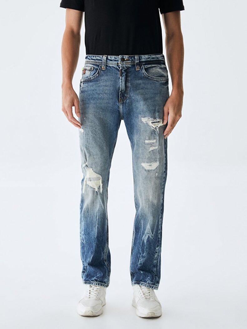 Hollywood Y Mid Waits Ripped Straight Jeans Trousers
