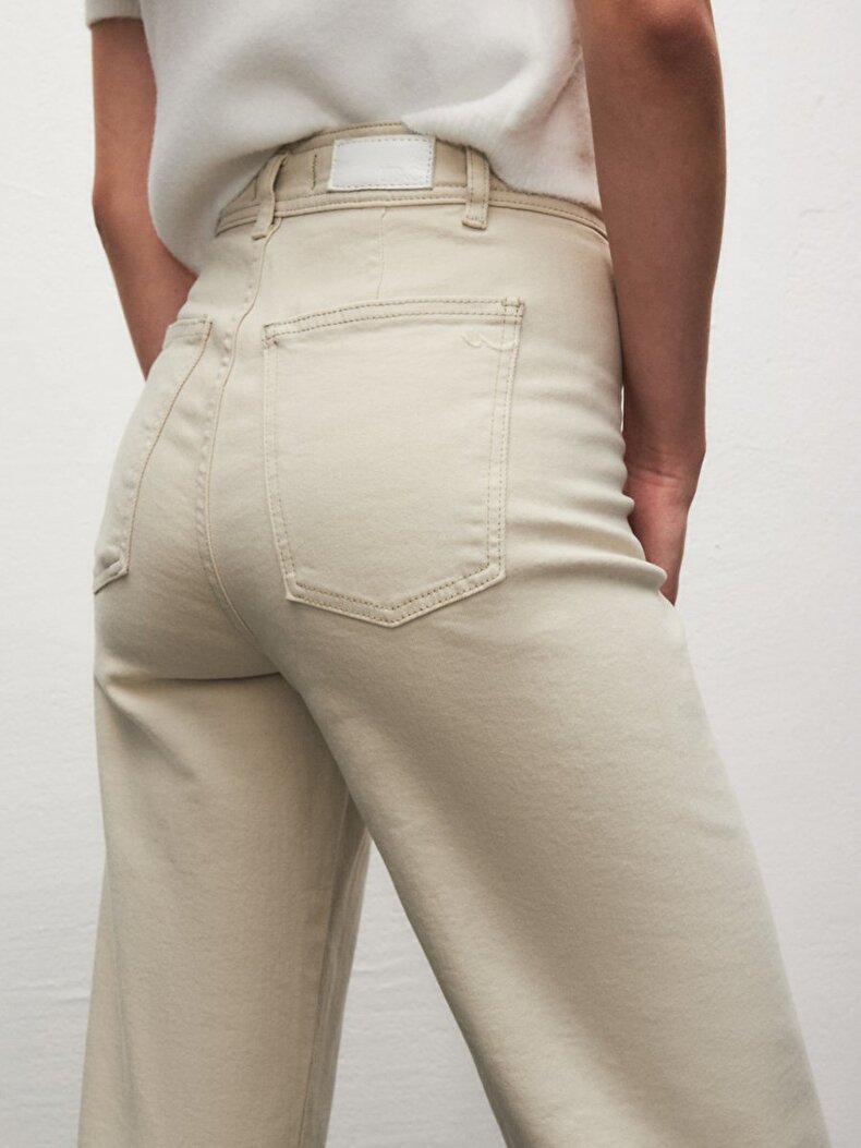 Danelle Geni̇ş Paça Yüksek Bel Jean Trousers