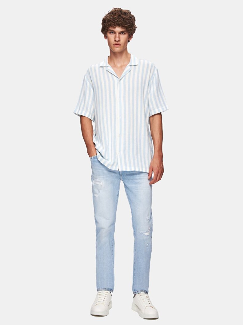 New Sawyer Y Tapered Leg Mid Waist Jean Trousers