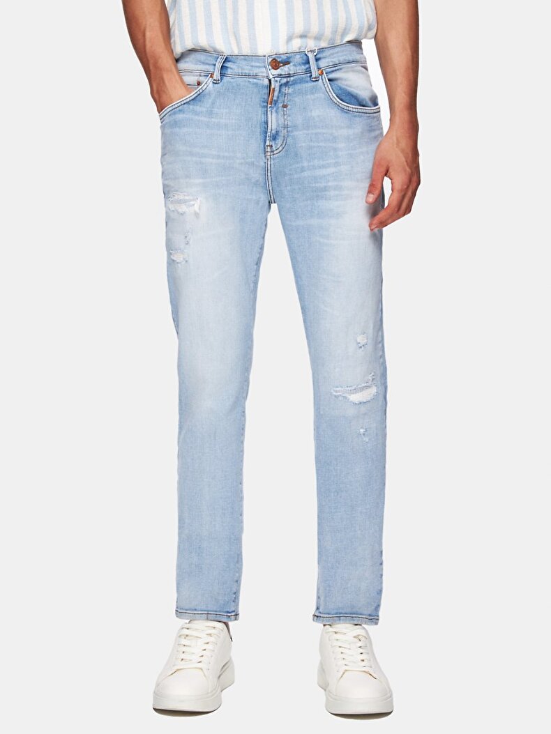 New Sawyer Y Tapered Leg Mid Waist Jean Trousers