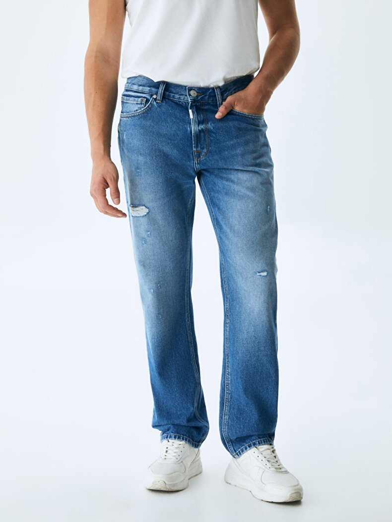 Vernon Zıp Rahat Kesim Orta Bel Jean Pantolon