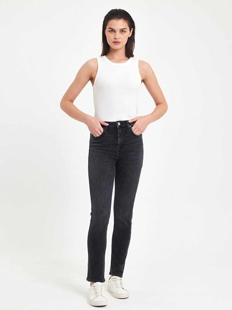 Ronna X Dar Paça Yüksek Bel Jean Pantolon