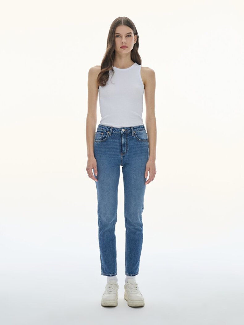 Ronna X Dar Paça Yüksek Bel Jean Pantolon