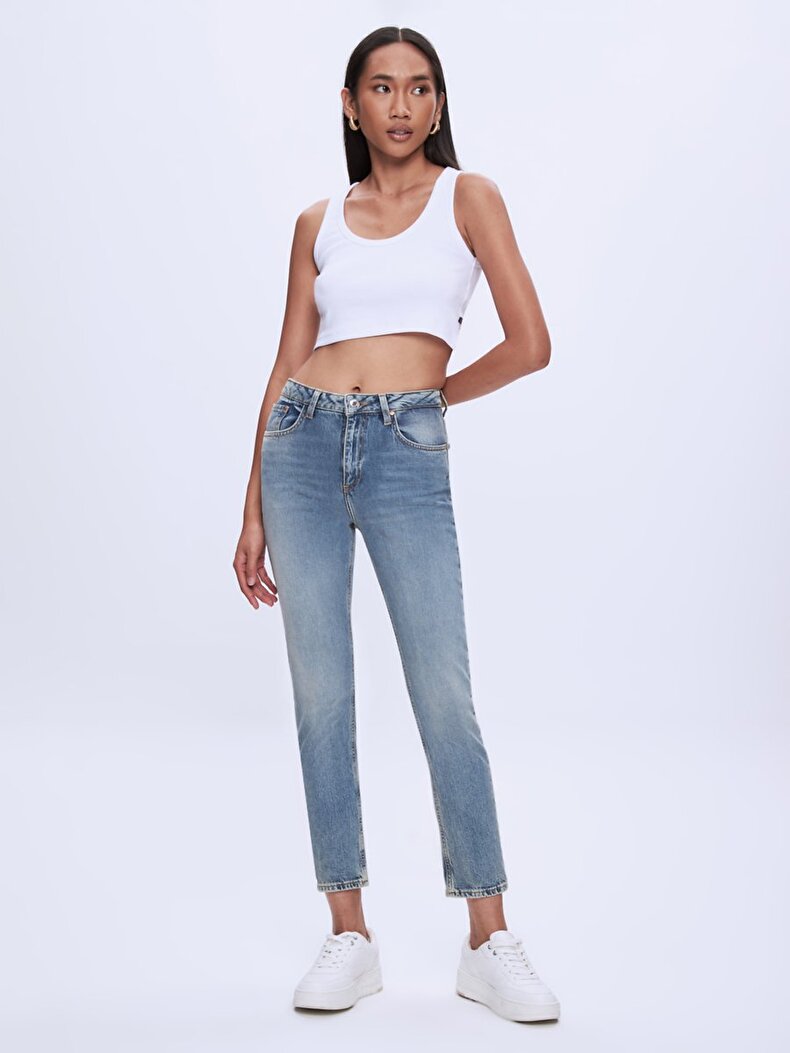 Ronna X Dar Paça Yüksek Bel Jean Pantolon