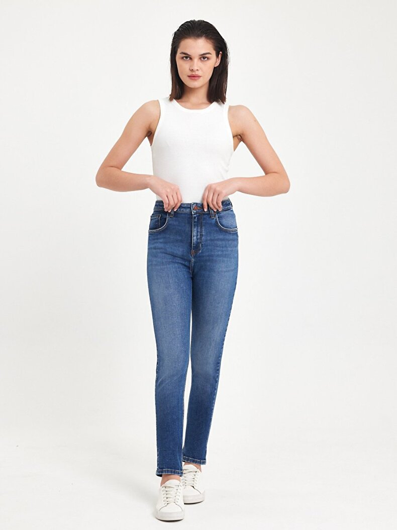Ronna X Dar Paça Yüksek Bel Jean Pantolon