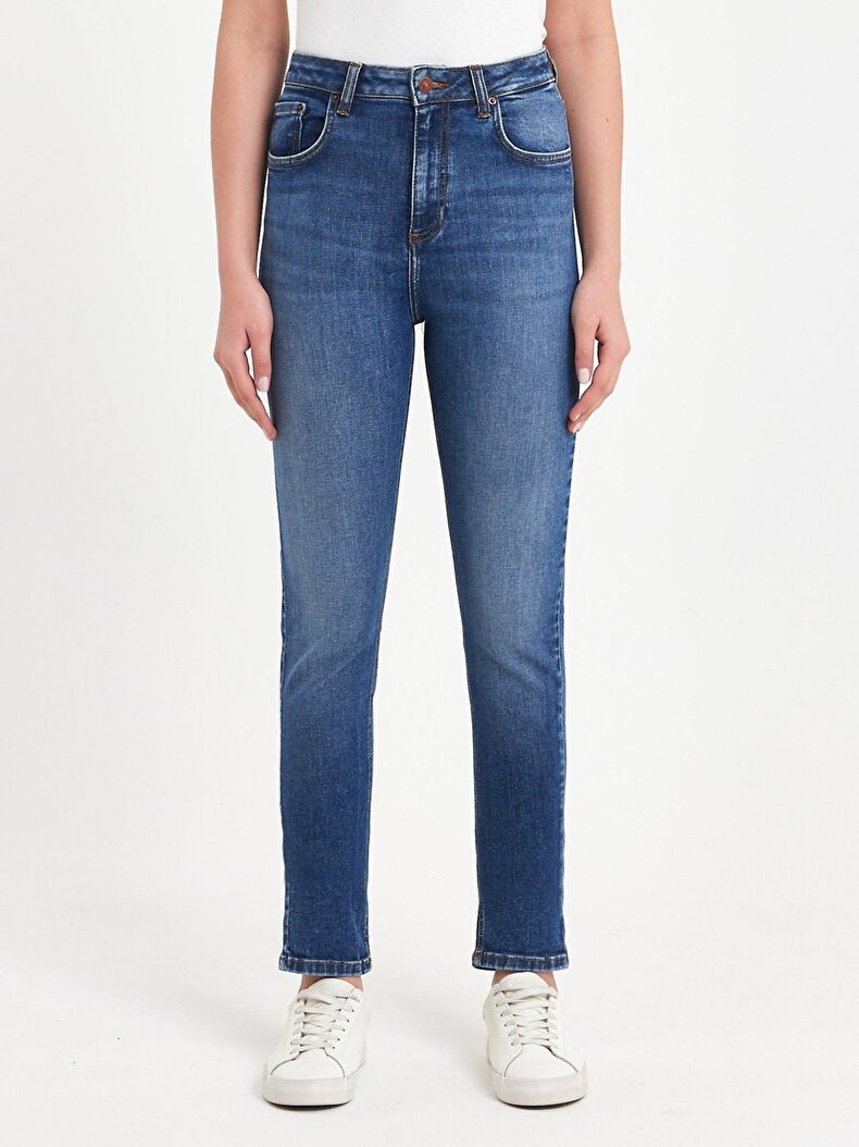 Ronna X Dar Paça Yüksek Bel Jean Pantolon