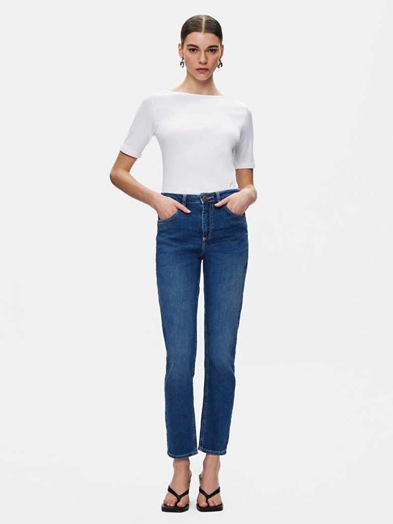 Ronna X Dar Paça Yüksek Bel Jean Pantolon