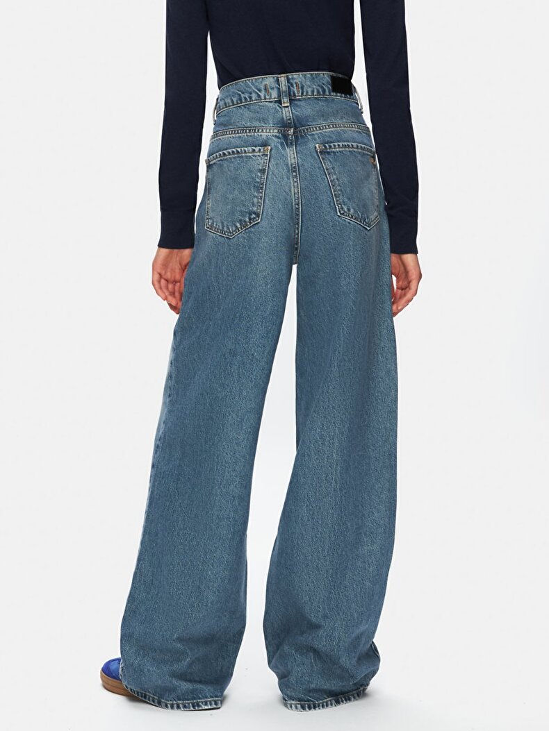 Lottie Geni̇ş Paça Yüksek Bel Jean Trousers