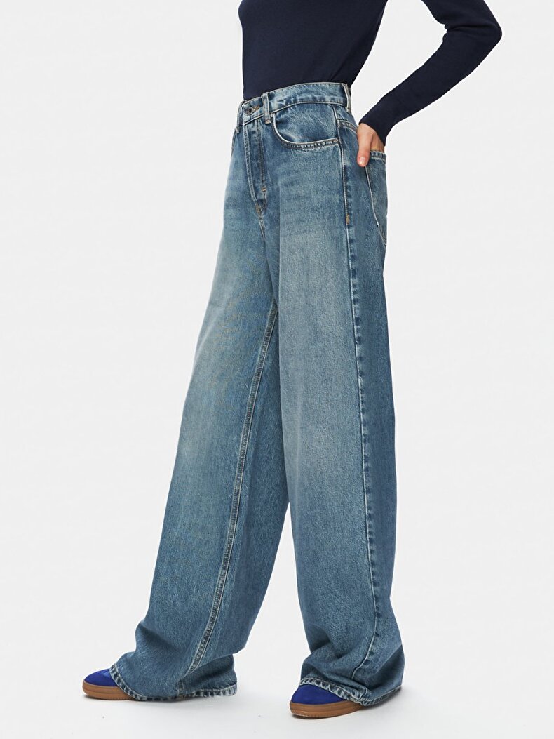 Lottie Geni̇ş Paça Yüksek Bel Jean Trousers