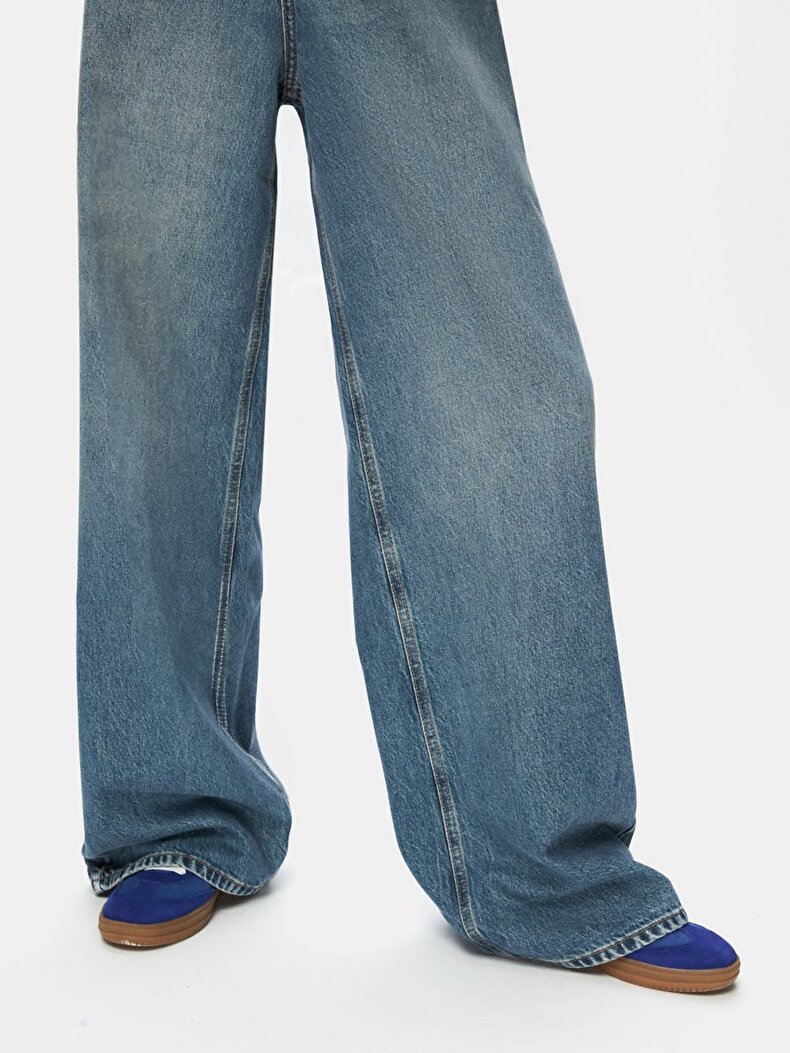 Lottie Geni̇ş Paça Yüksek Bel Jean Trousers