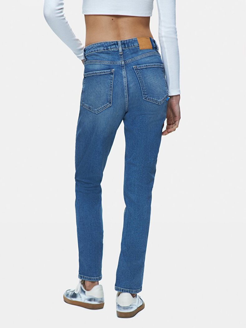Ronna B Dar Paça Yüksek Bel Jean Pantolon