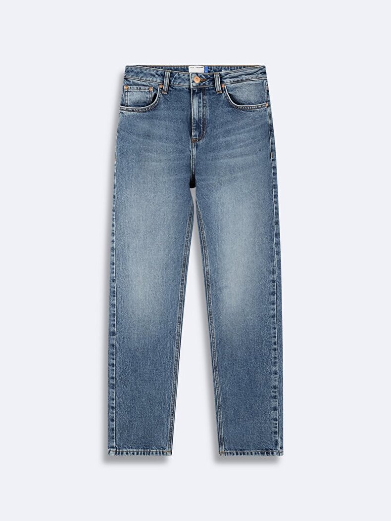 Ronna B Dar Paça Yüksek Bel Jean Trousers