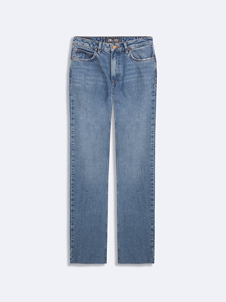Betıana X Düz Paça Yüksek Bel Jean Pantolon