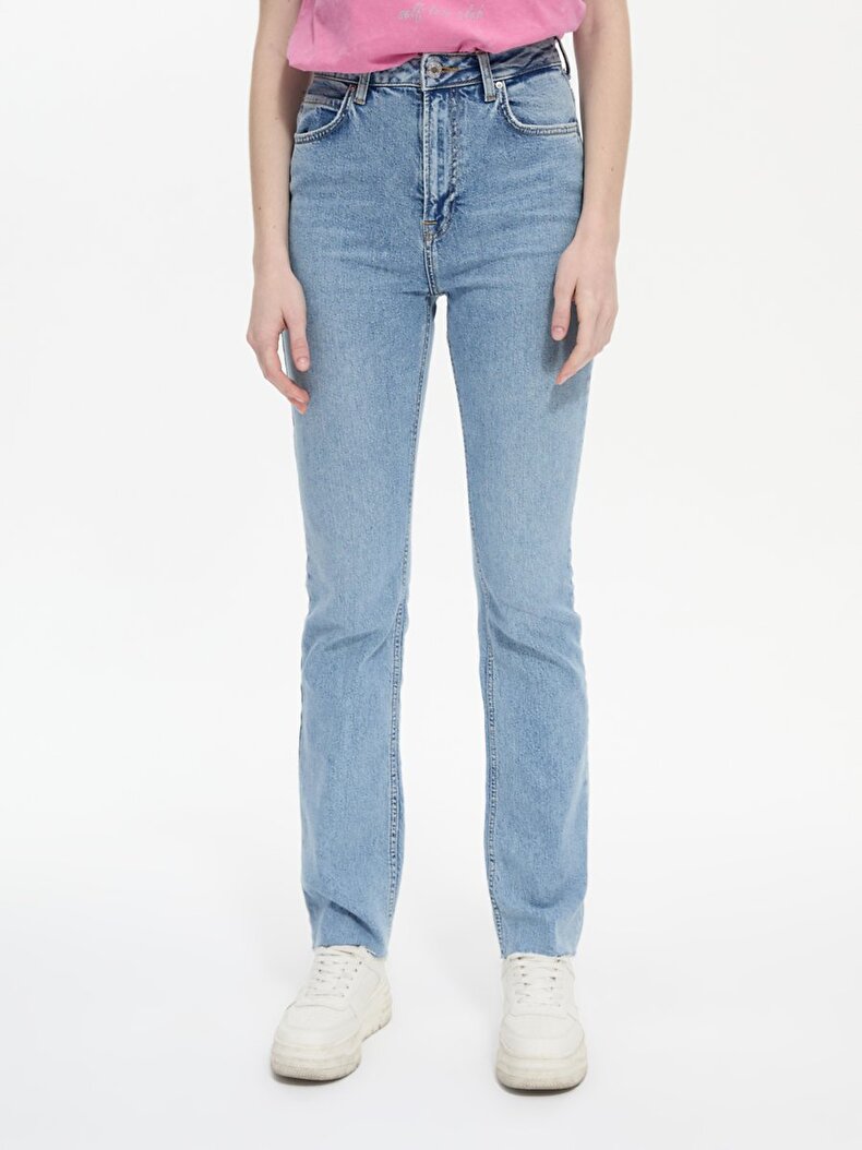 Betıana X Düz Paça Yüksek Bel Jean Pantolon