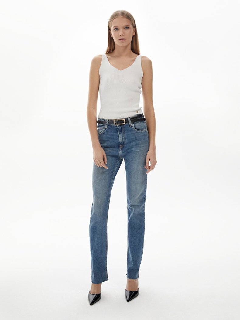 Betıana X Düz Paça Yüksek Bel Jean Pantolon