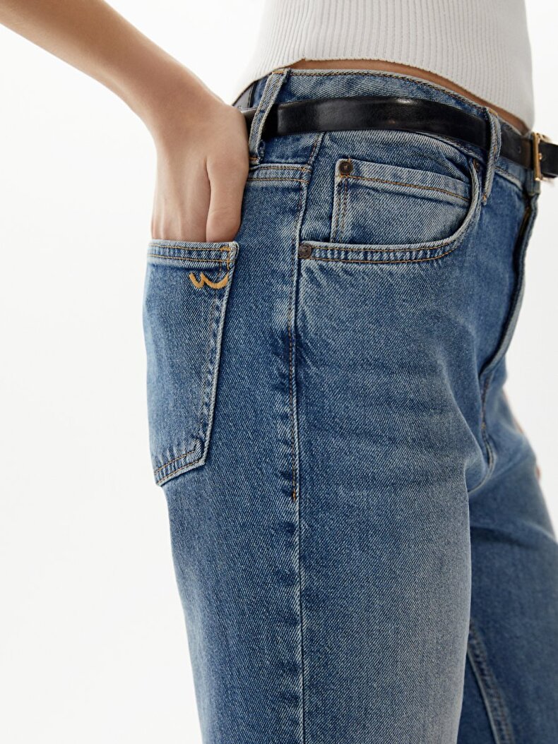 Betıana X Düz Paça Yüksek Bel Jean Pantolon
