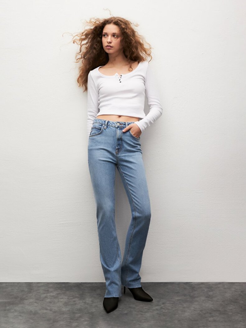 Betıana X Düz Paça Yüksek Bel Jean Pantolon