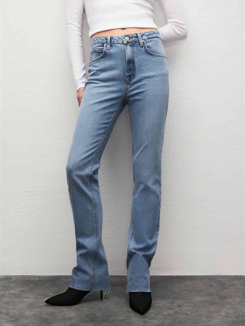 Betıana X Düz Paça Yüksek Bel Jean Pantolon