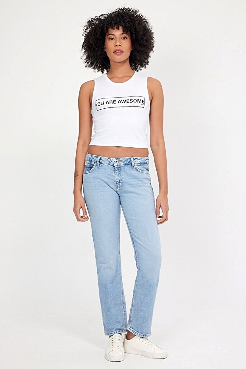 Darena Dar Paça Düşük Bel Jean Trousers