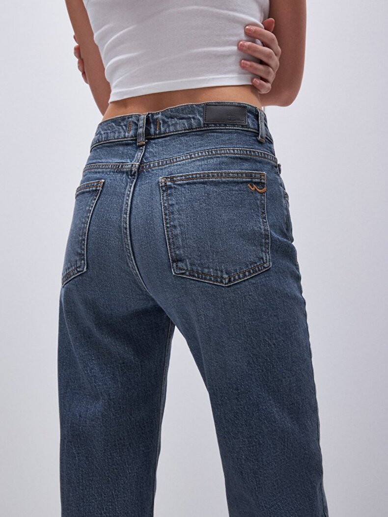 Lerana Düz Paça Yüksek Bel Jean Trousers