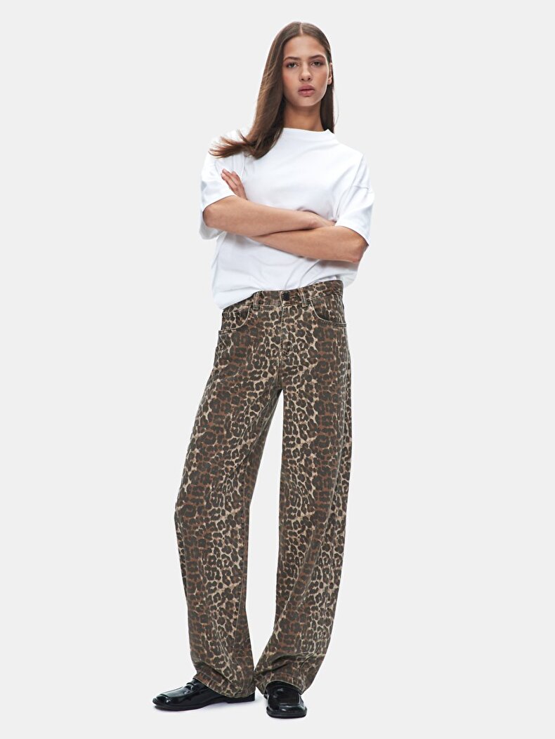 Larrıe Leopar Baggy Jean Pantolon