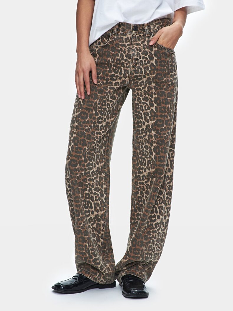 Larrıe Leopar Baggy Jean Pantolon