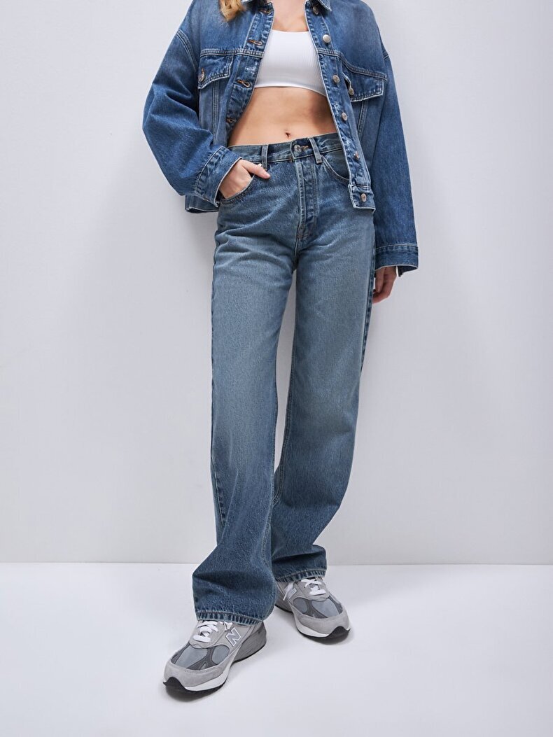 Vanetta Düz Paça Yüksek Bel Jean Trousers